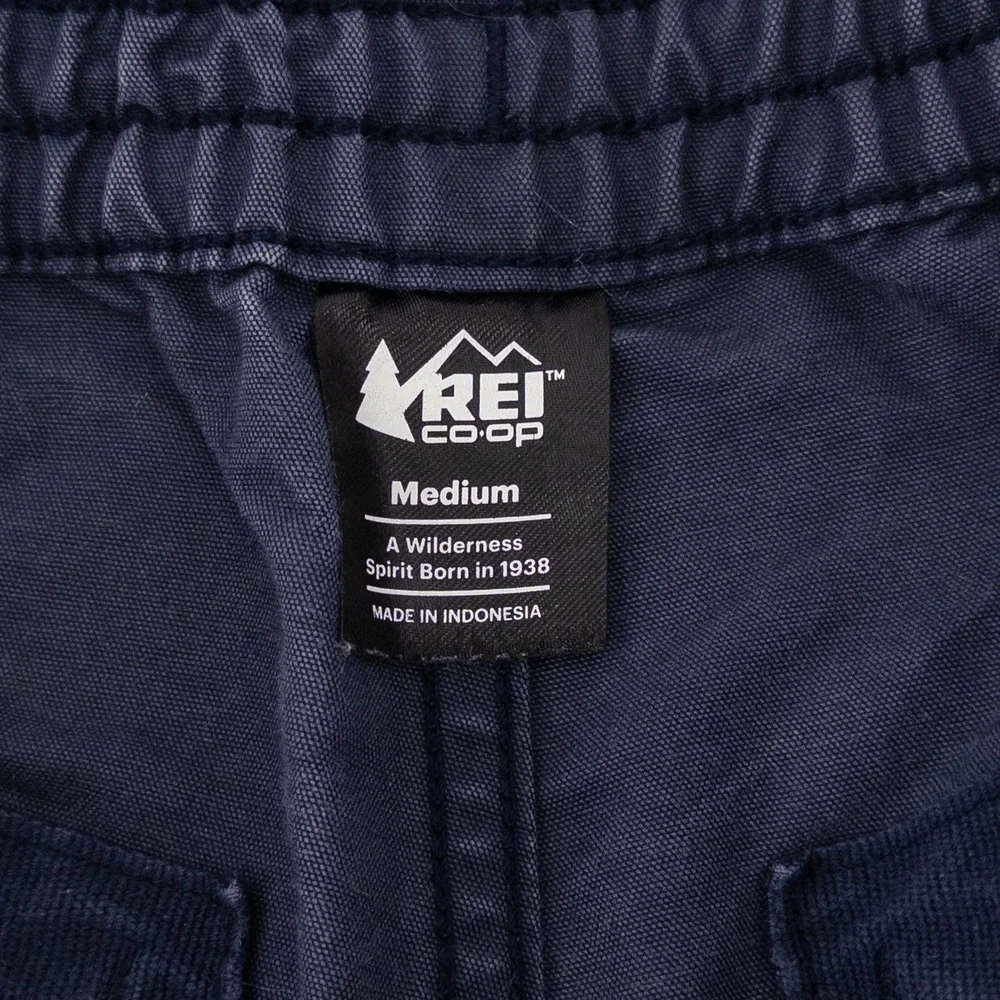 REI Co-op Womens Medium Campwell Pants Navy Blue High Rise Elastic Waist Hiking